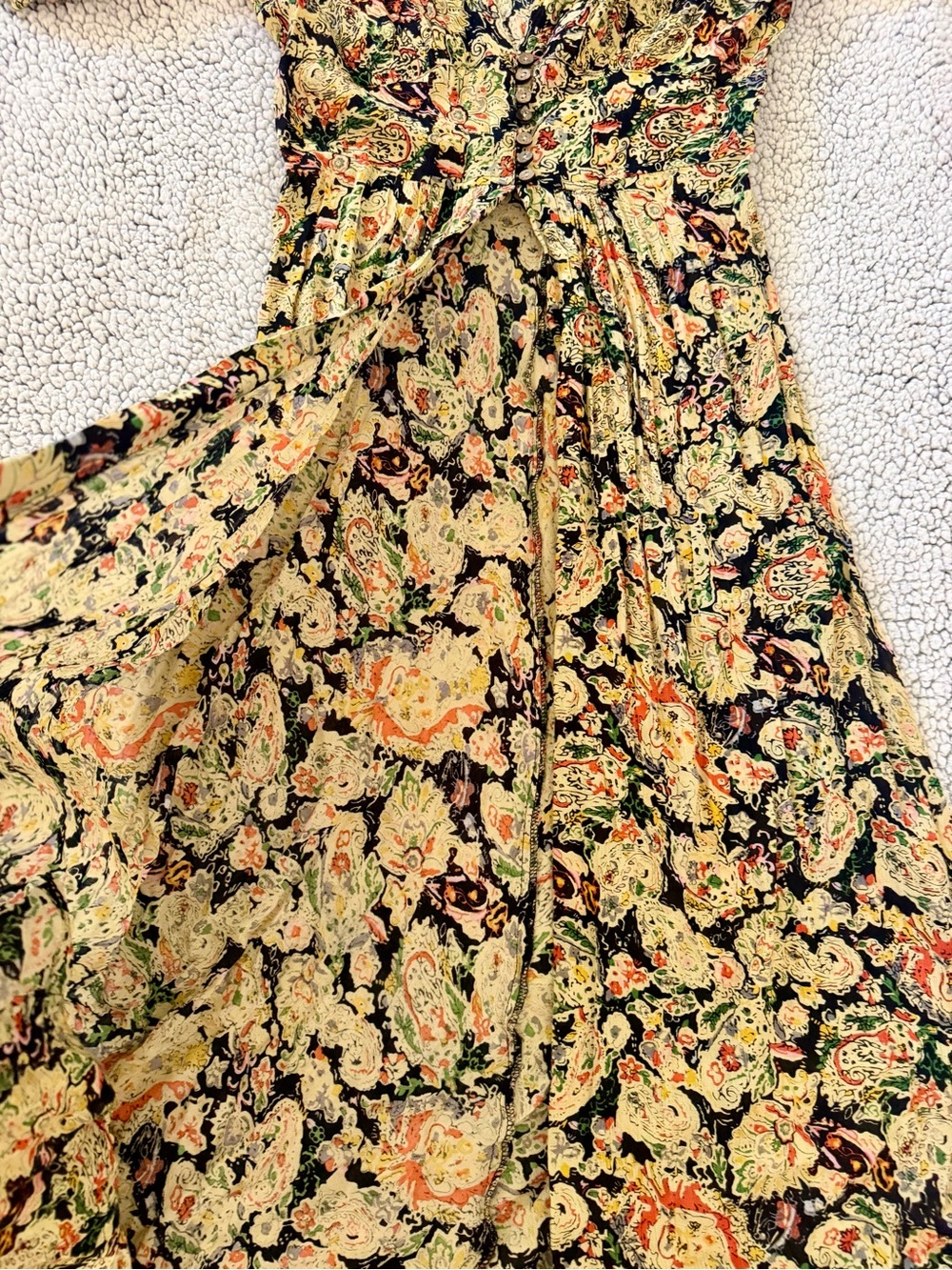 Chelsea & Violet Black Floral Wrap Maxi Dress with Cream and Orange Accents - Picture 5 of 10